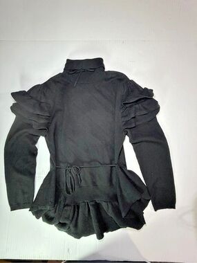 Few Moda Black Ruffle Sleeve Turtleneck Tunic